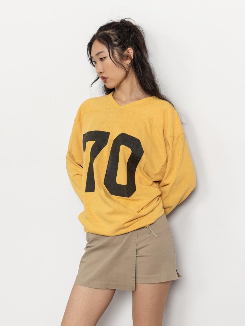 SEVENTY Distressed Jersey Sports Tee 70 Vintage / Large